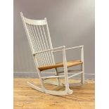 Hans Wegner (Danish, 1914 - 2007) for FDB Mobler, a model No. J.16 rocking chair, the grey painted