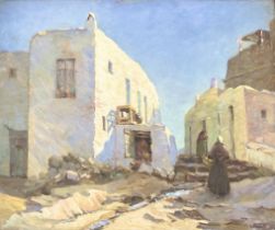 Mary E. Pollitt (British, exh.1927-40), "Ibiza Old Town, Balearic Islands", signed lower right, oil