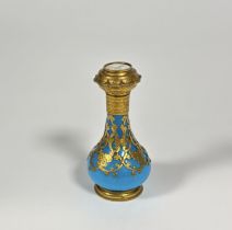 A French gilt-metal mounted turquoise glass scent bottle, late 19th century