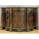 A fine Victorian ebonised mahogany and Boulle work credenza of serpentine outline