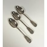 A set of three William IV silver table spoons, Mary Chawner, London 1836