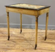 A Regency style side table, 20th century, the top painted with a stylised sphinx within a