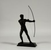Continental School, second quarter of the 20th century, a bronze figure of a standing archer