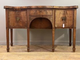 A George III mahogany serving table of deep and squat proportions, late 18th century, the