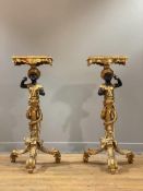 A pair of parcel-gilt figural stands in the Venetian taste