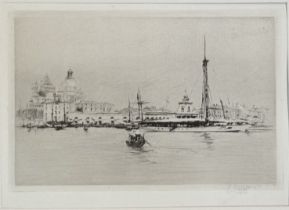 William Walcot (Scottish, 1874-1943), The Giudecca, Venice, etching, signed in pencil, framed