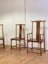 A set of eight Chinese Ming style hardwood dining chairs