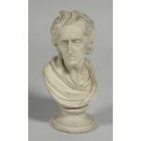 A 19th century Parian bust of John Locke, after the basalt model by Wedgwood