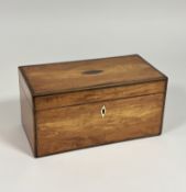 A George III inlaid satinwood tea caddy, c. 1800, of plain oblong form