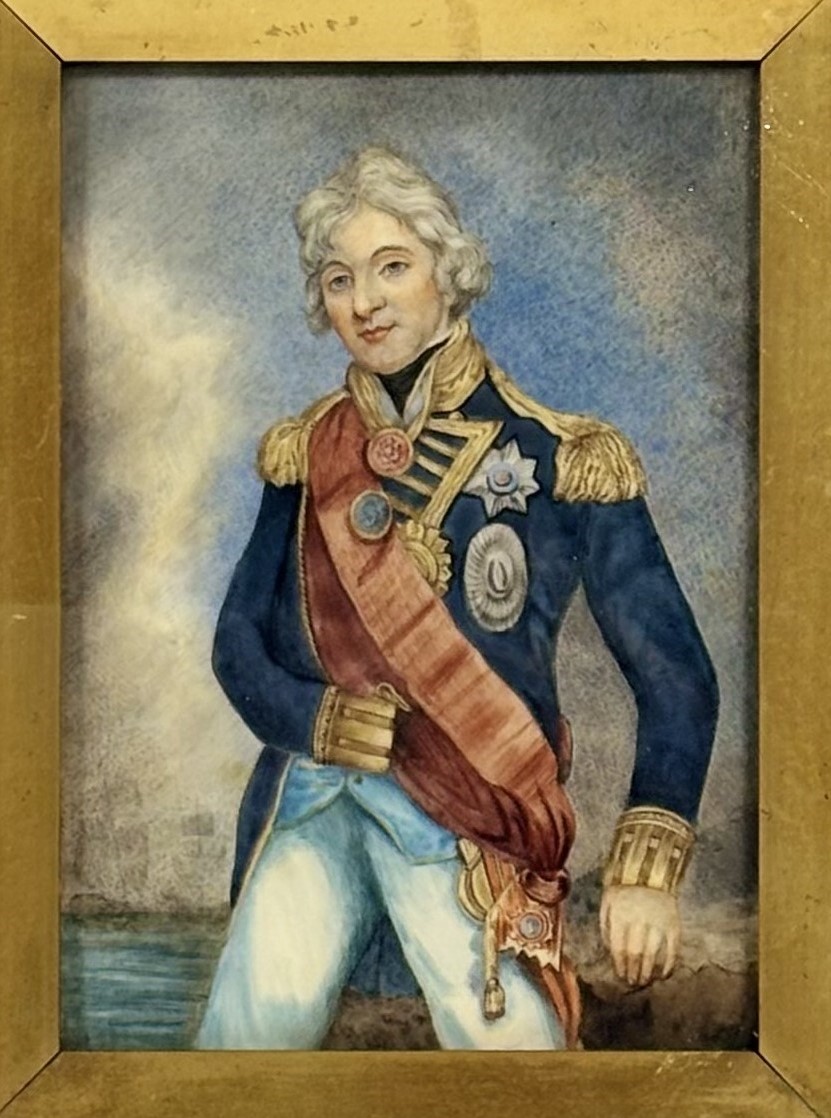 After John Hoppner, a portrait miniature of Horatio, Lord Nelson, 19th century, watercolour on ivory