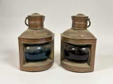 A pair of late 19th century copper ship's Port and Starboard lanterns