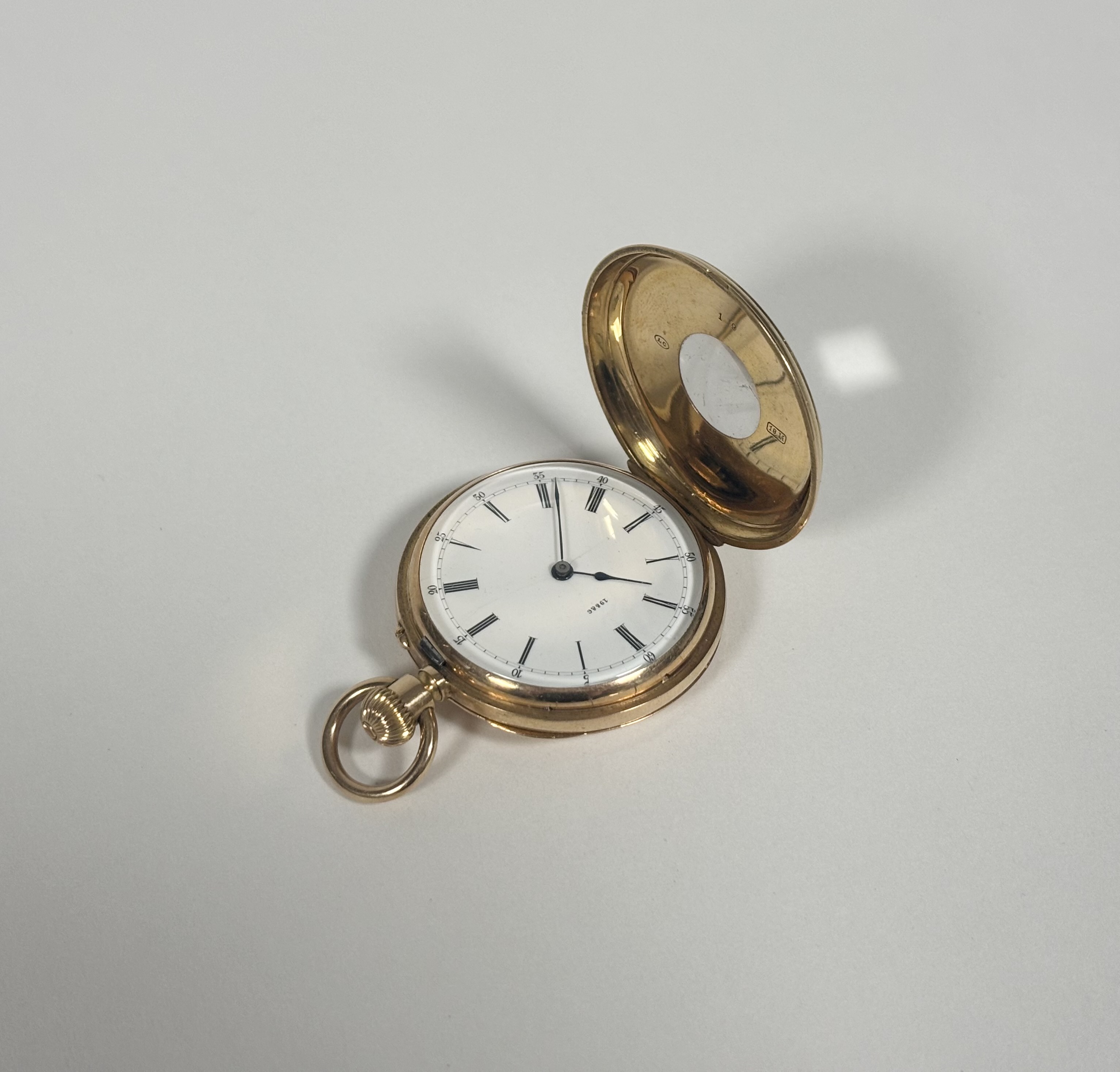 An 18ct gold and enamel small half-hunter fob watch, late 19th century - Image 3 of 4