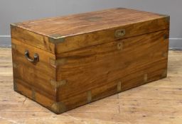 A 19th century brass bound satinwood campaign trunk