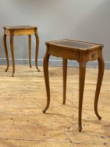 A pair of French fruitwood side tables in the French taste, first half of the 20th century,