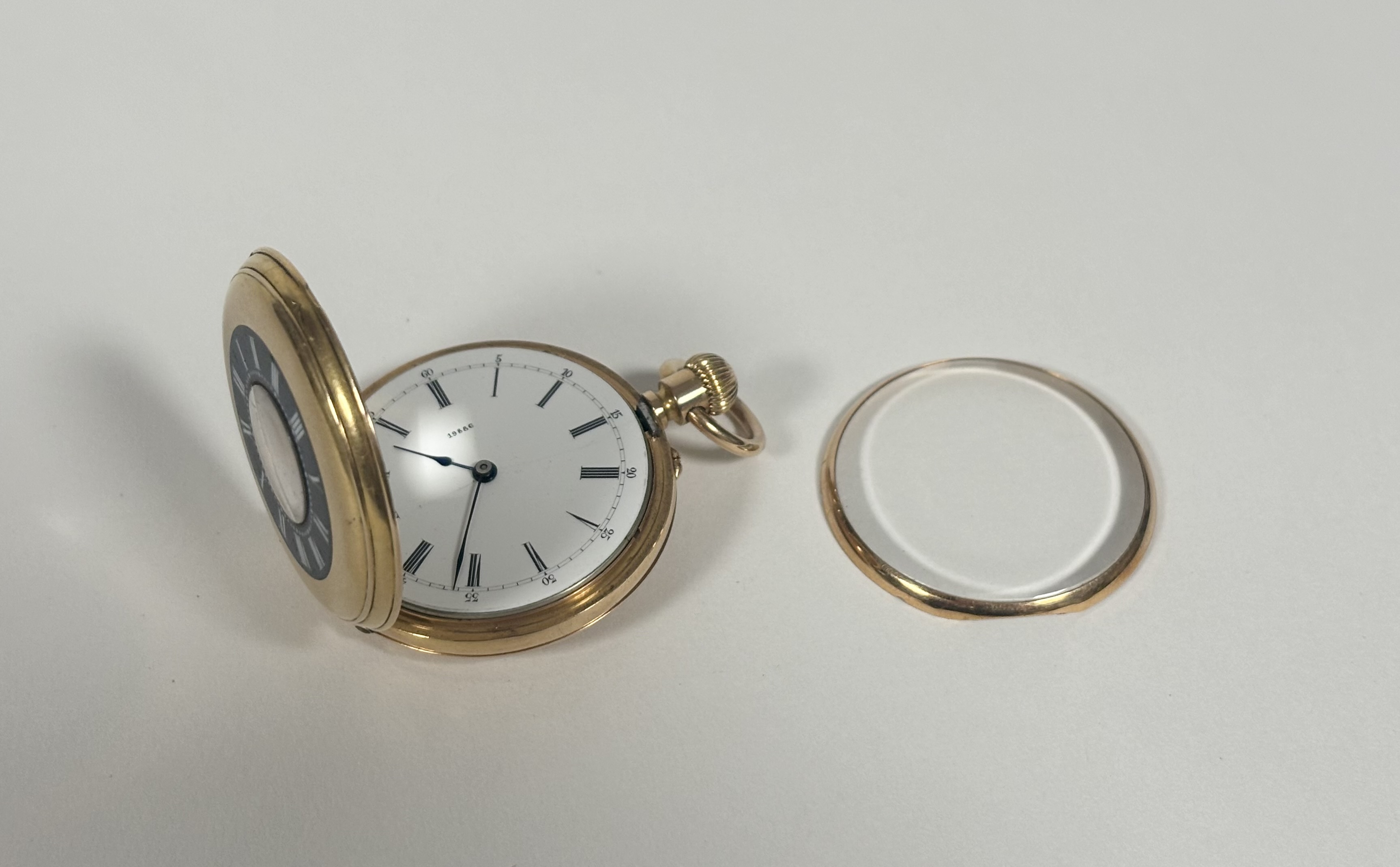 An 18ct gold and enamel small half-hunter fob watch, late 19th century - Image 4 of 4