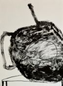 Pat Douthwaite (1934-2002), Cat and Apple Shaped Teapot, lithograph