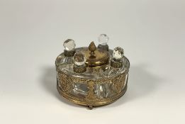 A French gilt-metal and cut-glass scent bottle stand, in the Empire taste, c. 1900