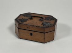 A satinwood sewing box with cut-steel decoration, early 19th century