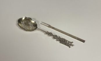 A late Victorian silver serving spoon, Harrison Brothers & Howson, Sheffield 1889