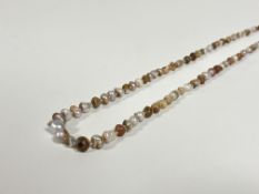 A Scottish freshwater mussel baroque pearl single strand necklace