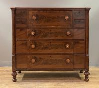 A Scottish mahogany chest, second quarter of the 19th century, the breakfront top with reeded edge