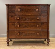 A Scottish mahogany chest, second quarter of the 19th century, the breakfront top with reeded edge