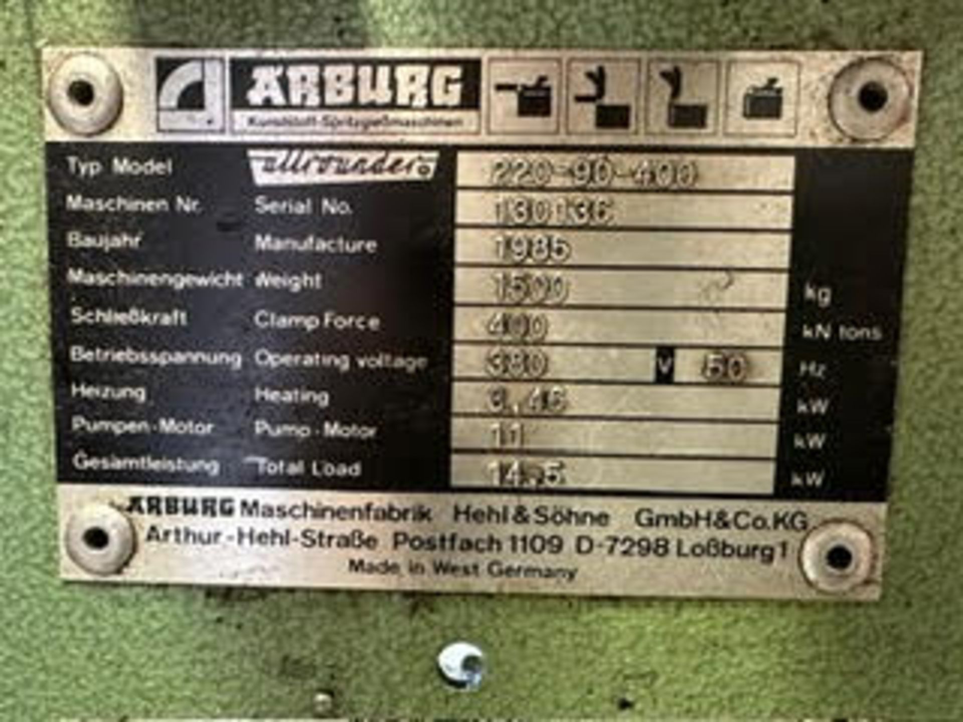 Arburg 220-90-400 injection moulding machine and Tool-temp temperature control unit - Image 8 of 11