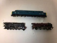 Railway 00 gauge locomotives including: 2-10-0 black class F9 92022, 0-6-0 class F3 maroon 16440, 0-