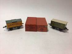 Hornby O gauge selection of boxed Wagons including No.1 Wagon, No.50 Salt Wagon "Saxa", Meat Van and