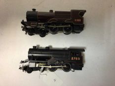 Trix OO gauge unboxed 3 rail locomotives including 4-4-0 maroon 1168, 4-4-0 lined black "Pytchley" 2