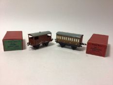Hornby O gauge selection of boxed Coaches and Vans including No.1 Passenger Coach, No.50 Goods Brake