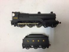 Railway selection of scratch built locomotives and rolling stock including LNER black 4-6-0 tender l