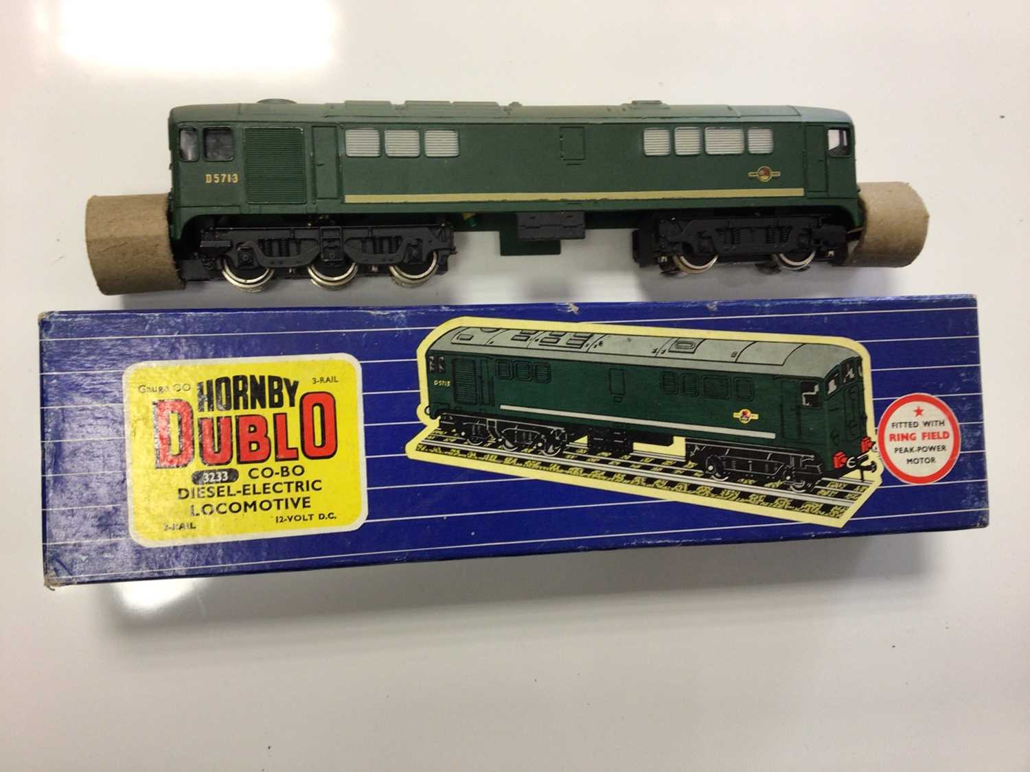 Hornby Duplo 3 rail BR green Co-Bo diesel electric locomotive D 5713, boxed 3233 and BR green 2 rail - Image 3 of 4