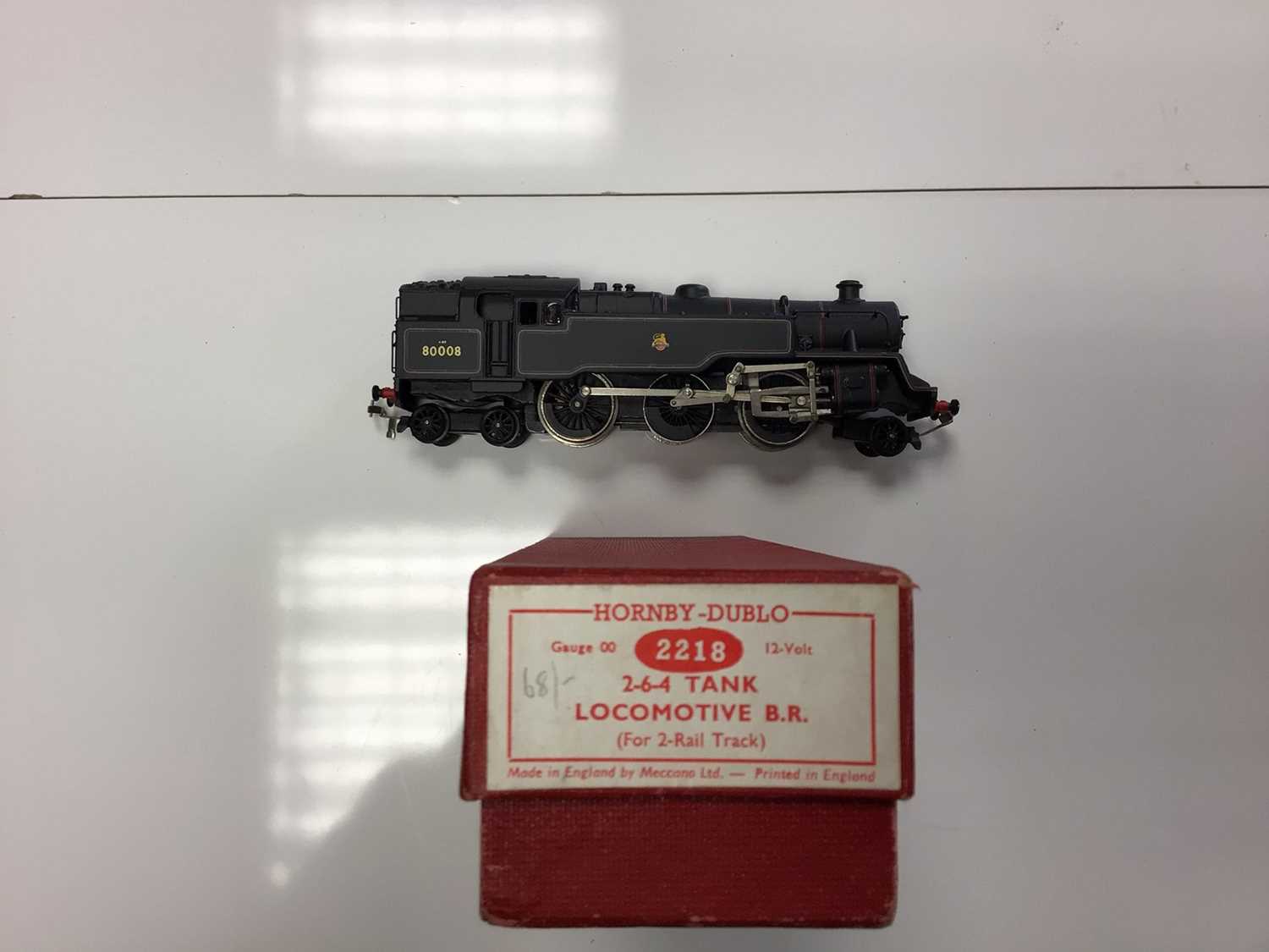 Hornby Duplo 2 railBR black Early Emblem 2-6- 4 Class 4MT tank locomotive 80008, boxed 2218, BR gre - Image 2 of 9