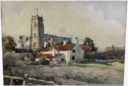 William R Benner (1884-1964) watercolour - Blythburgh Church, 37cm x 26cm, mounted in glazed frame,