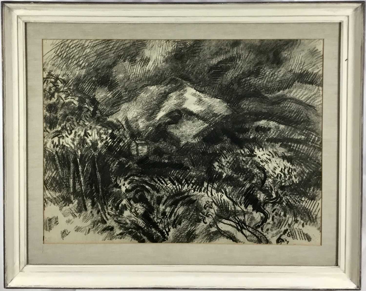 Gabriel White (1902-1988) charcoal on paper, Spanish landscape