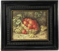 Tom Caspers (20th century) oil on canvas laid on board - still life with strawberries, signed, 19.5c