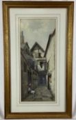 David Skinner, late Victorian watercolour - 'Back of the Rose and Crown, Plymouth', signed, dated 18