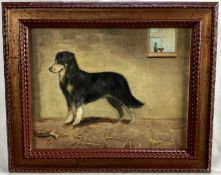 Henry Percy 20th century, oil on board, dog with a bone, signed, 17 x 22cm, framed