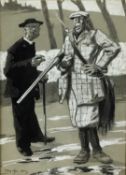 Bert Thomas (1883-1966) monochrome pencil, wash and bodycolour cartoon - "Good sport today Squire?..