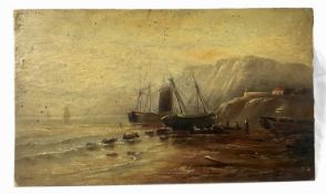 Hugh Church 19th century oil on board, Dunstanboro Port, together with Rock Light Isle of Arran, bot