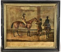 19th century coloured engraving, racehorse and jockey, “Matilda, The Winner Of The Great St Leger St