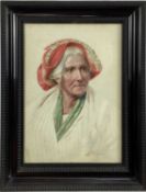 Antonio Enrico Fiorentino (1894-1962) signed watercolour - portrait of an elderly lady, 24.5cm x 35c