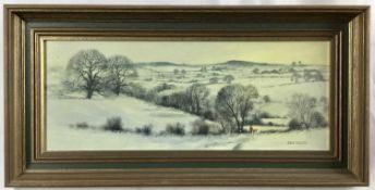 Alwyn Crawshaw (20th century) oil on board, winter landscape, together with a watercolour by the sam