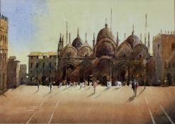 Alan Smith (b.1941) watercolour study- San Marco Basilica, Venice, signed, 34cm x 24cm mounted in gl