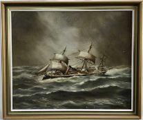 J.T. Banks, early 20th century on artist board, HMS Swiftsure, signed, 25 x 29cm, framed