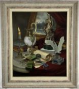 Boros Gyula (Hungarian, b.1951) oil on panel, still life, 58 x 48cm, framed