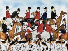 Warner, contemporary, ink and watercolour - The Hunt Meet, signed and dated '04, 29cm x 38cm, mounte