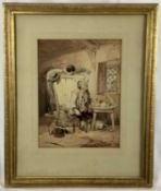 A.B. Clayton (19th century) watercolour, boy with mouse, signed and dated 1845, framed