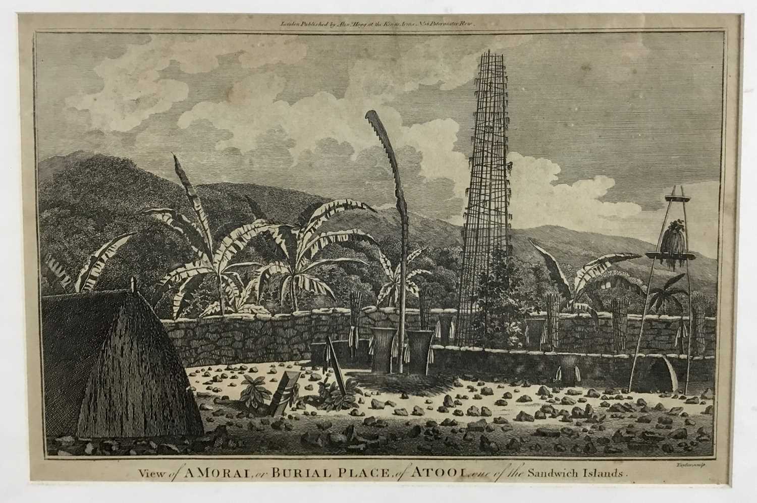 A View of a Morai or Burial Place, of Atooi, one of the Sandwich Islands, engraving, Pub. Alex Hogg